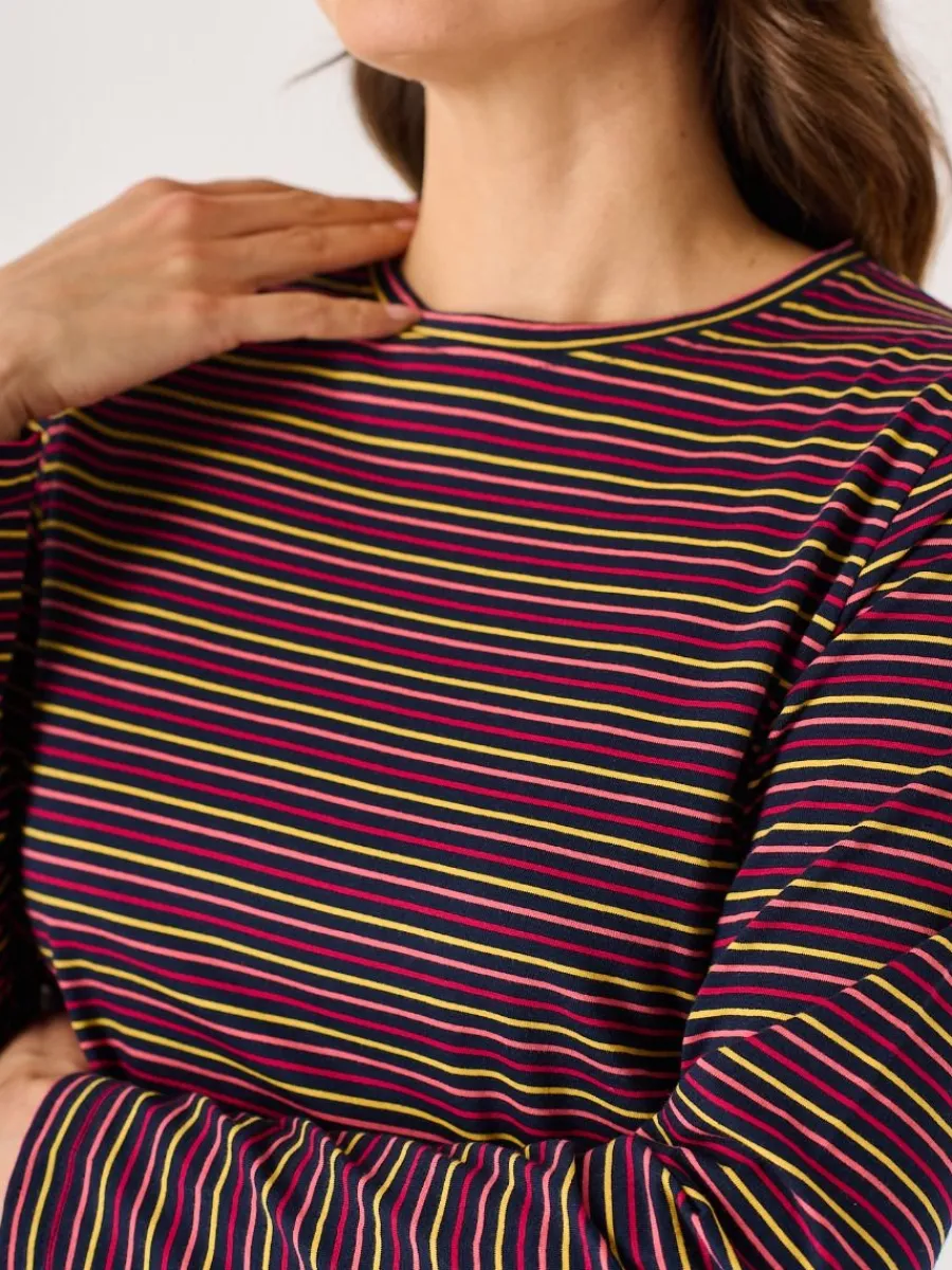 multicoloured_striped_cot_1.webp Quba & Co Multicoloured Striped Cotton Long Sleeve T-Shirt - Pinock Online