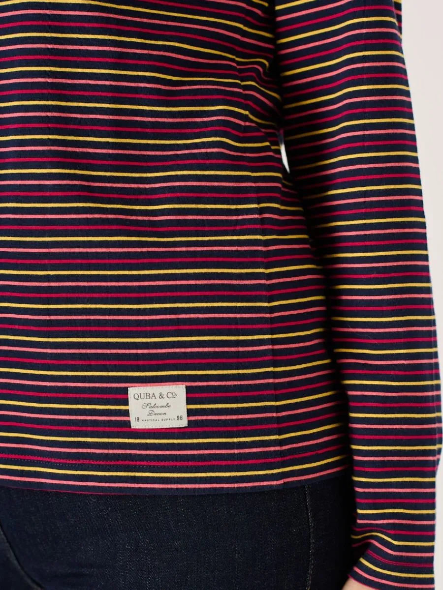 multicoloured_striped_cot_8.webp Quba & Co Multicoloured Striped Cotton Long Sleeve T-Shirt - Pinock Online