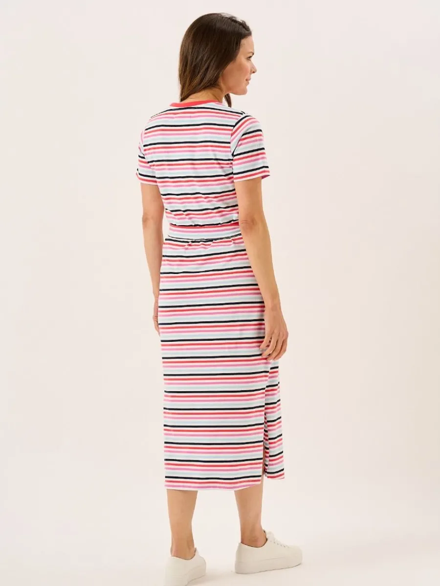 multicoloured_striped_sho_4.webp Quba & Co Multicoloured Striped Short Sleeved Jersey Dress - Suki New