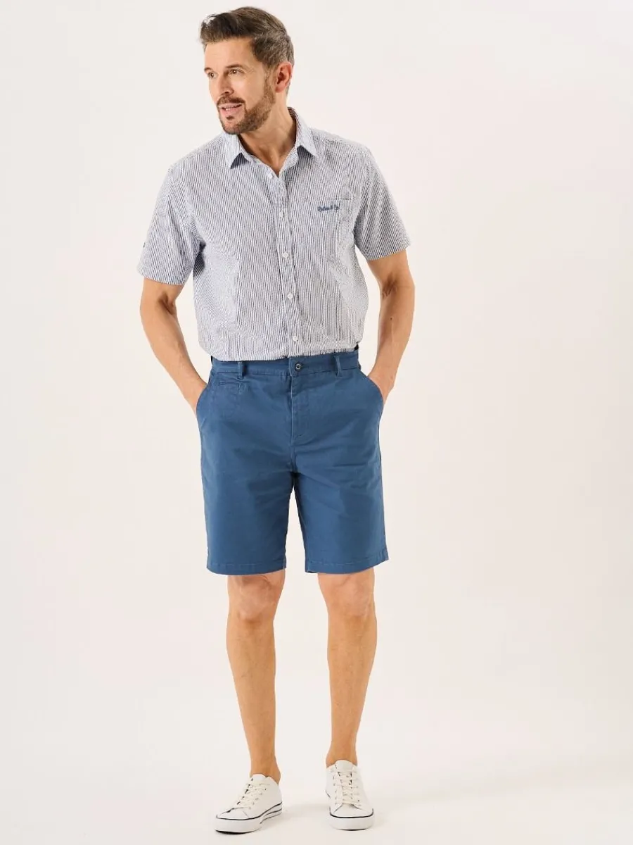 mykonos_blue_stretch_chin_7.webp Quba & Co Mykonos Blue Stretch Chino Shorts - Sandor New