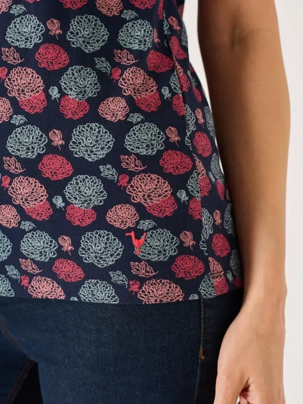 Quba & Co Navy And Coral Floral Printed T- Shirt - Carlene Hot