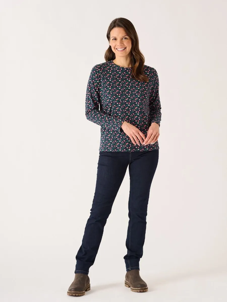navy_and_coral_long_sleev_3.webp Quba & Co Navy And Coral Long Sleeve Floral Printed T-Shirt - Darley Fashion