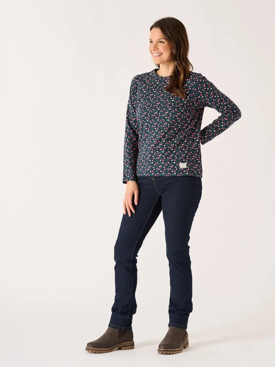 navy_and_coral_long_sleev_4.webp Quba & Co Navy And Coral Long Sleeve Floral Printed T-Shirt - Darley Fashion