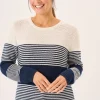 Quba & Co Navy And Foam White Purl Knit Striped Jumper - Rayne Online