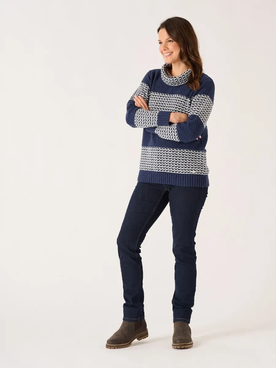 navy_and_foam_white_strip_4.webp Quba & Co Navy And Foam White Striped Cowl Neck Jumper - Conna Fashion