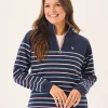 Quba & Co Navy And Multicoloured Striped Zip Neck Sweatshirt - Essie Discount