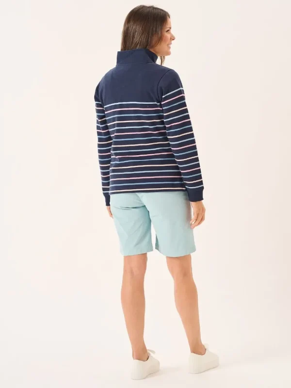 Quba & Co Navy And Multicoloured Striped Zip Neck Sweatshirt - Essie Discount