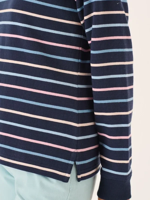 Quba & Co Navy And Multicoloured Striped Zip Neck Sweatshirt - Essie Discount