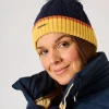 Quba & Co Navy and Ochre Cable Knitted Bobble Hat - Antrim Outlet