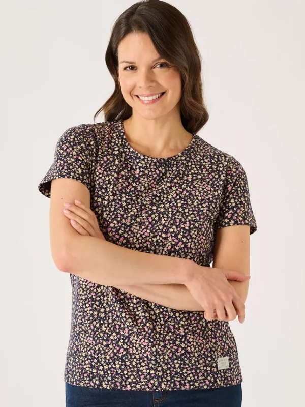 Quba & Co Navy And Pink Floral Ditsy Print T-Shirt - Elisa Best