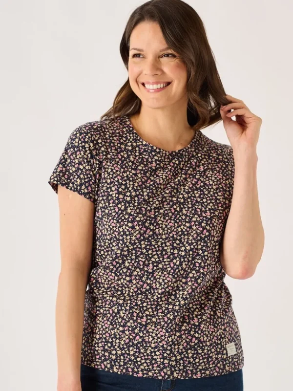 Quba & Co Navy And Pink Floral Ditsy Print T-Shirt - Elisa Best