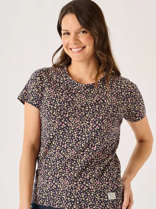 Quba & Co Navy And Pink Floral Ditsy Print T-Shirt - Elisa Best