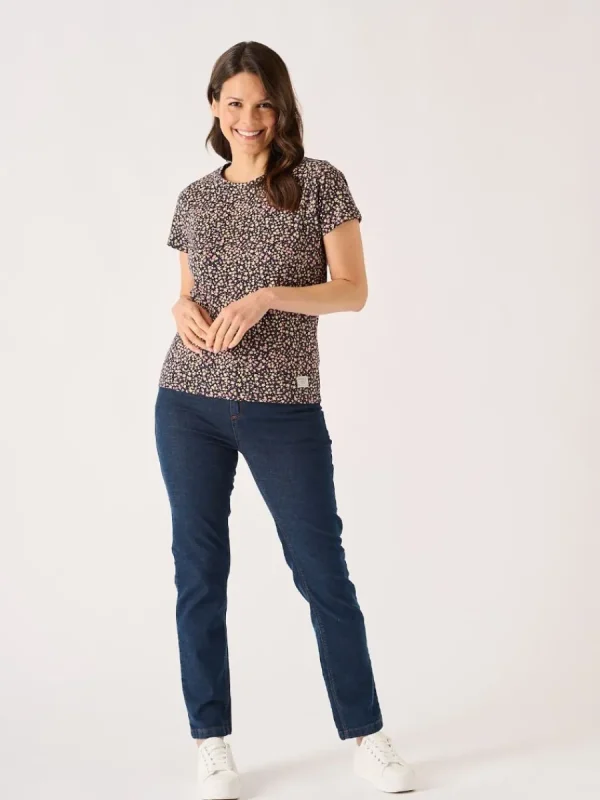Quba & Co Navy And Pink Floral Ditsy Print T-Shirt - Elisa Best