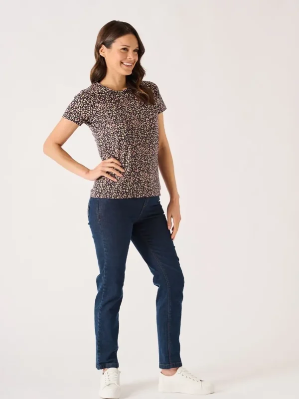 Quba & Co Navy And Pink Floral Ditsy Print T-Shirt - Elisa Best