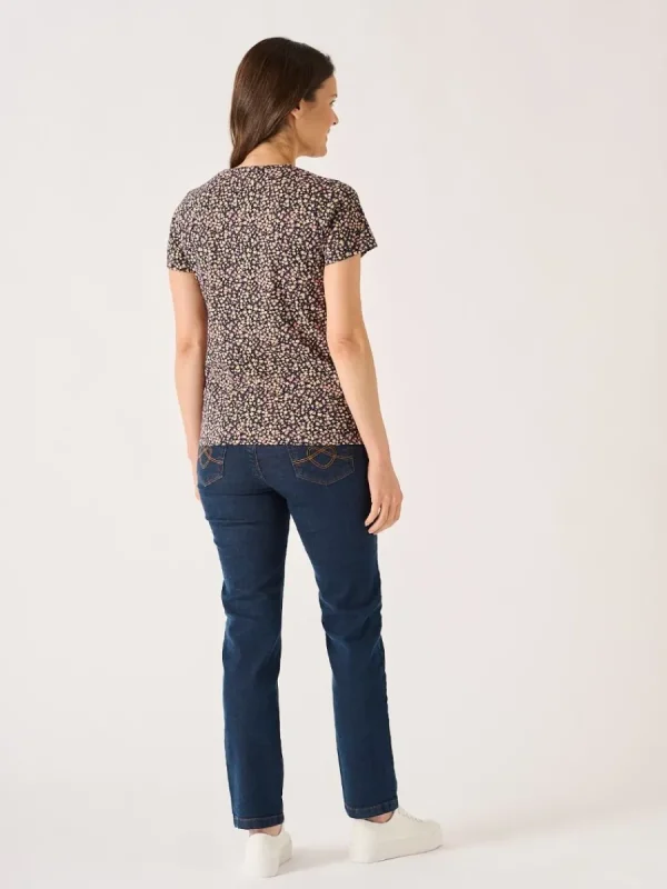 Quba & Co Navy And Pink Floral Ditsy Print T-Shirt - Elisa Best