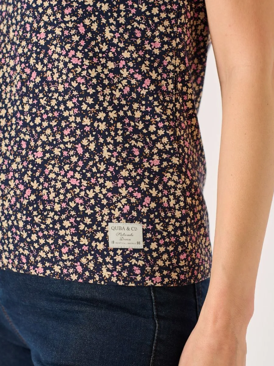navy_and_pink_floral_dits_8.webp Quba & Co Navy And Pink Floral Ditsy Print T-Shirt - Elisa Best