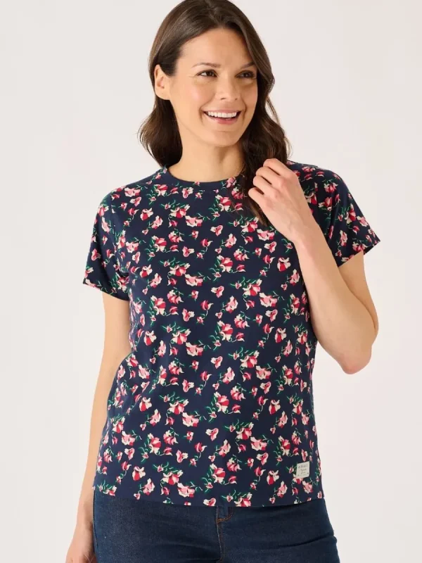 Quba & Co Navy And Pink Floral Printed T- Shirt - Meral Clearance