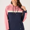 Quba & Co Navy And Soft Rose Half Zip Quba Sails Hoodie - Aimes Hot