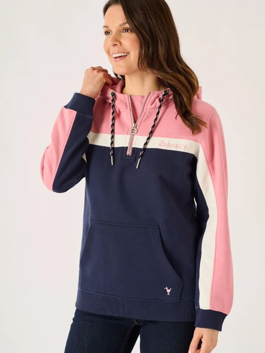 navy_and_soft_rose_half_z_2.webp Quba & Co Navy And Soft Rose Half Zip Quba Sails Hoodie - Aimes Hot