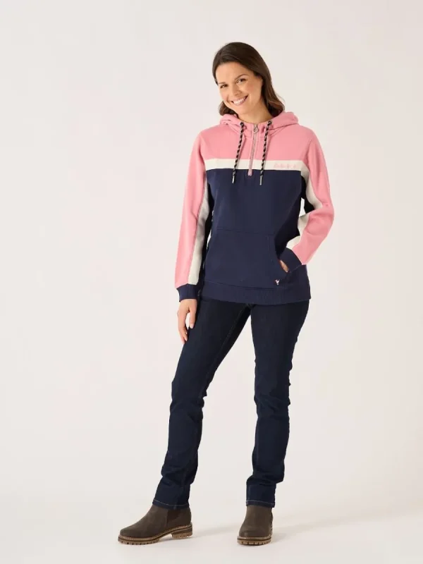 Quba & Co Navy And Soft Rose Half Zip Quba Sails Hoodie - Aimes Hot