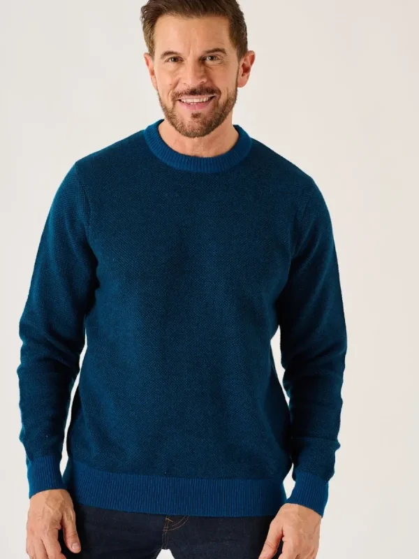Quba & Co Navy And Teal Merino Rich Lifestyle Textured Jumper - Bramhill Outlet