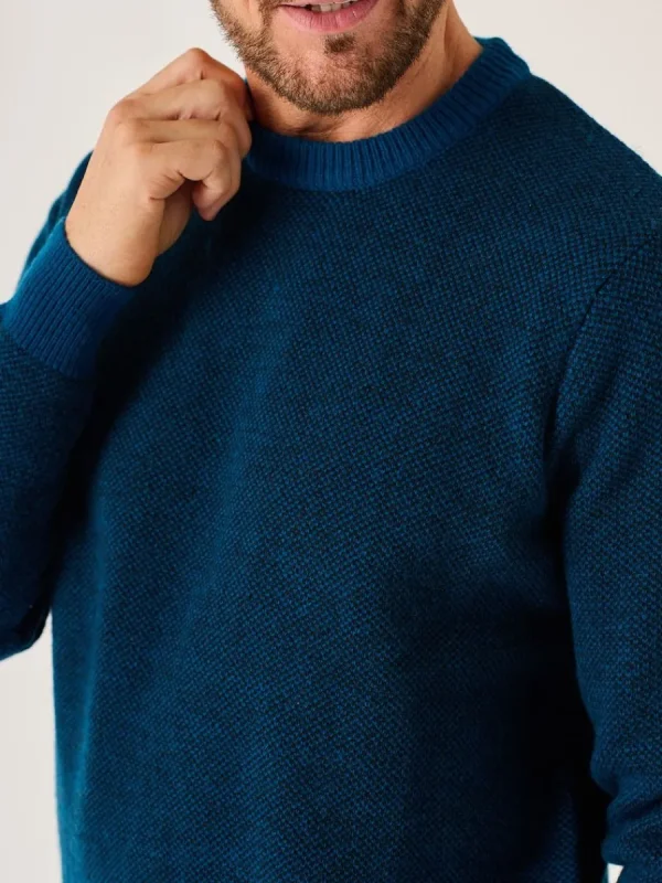 Quba & Co Navy And Teal Merino Rich Lifestyle Textured Jumper - Bramhill Outlet
