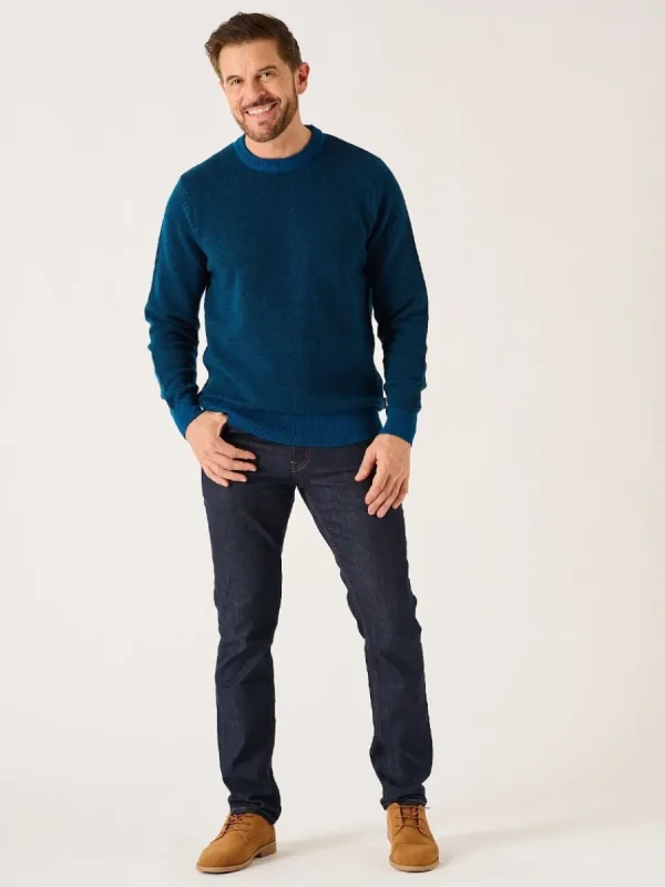 Quba & Co Navy And Teal Merino Rich Lifestyle Textured Jumper - Bramhill Outlet