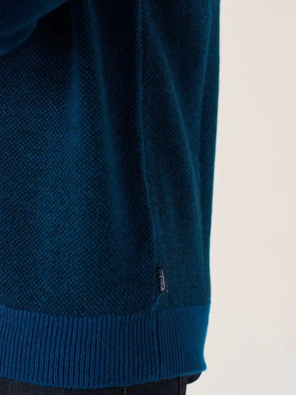Quba & Co Navy And Teal Merino Rich Lifestyle Textured Jumper - Bramhill Outlet