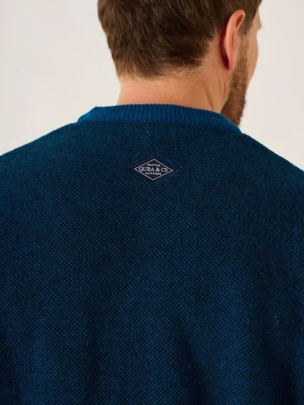 Quba & Co Navy And Teal Merino Rich Lifestyle Textured Jumper - Bramhill Outlet