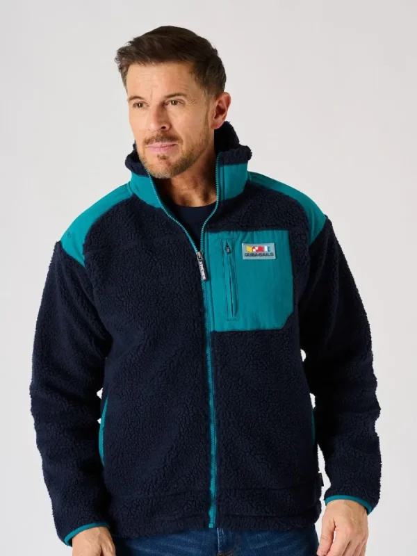 Quba & Co Navy And Teal X-Series Zip Borg Jacket- Biasca New