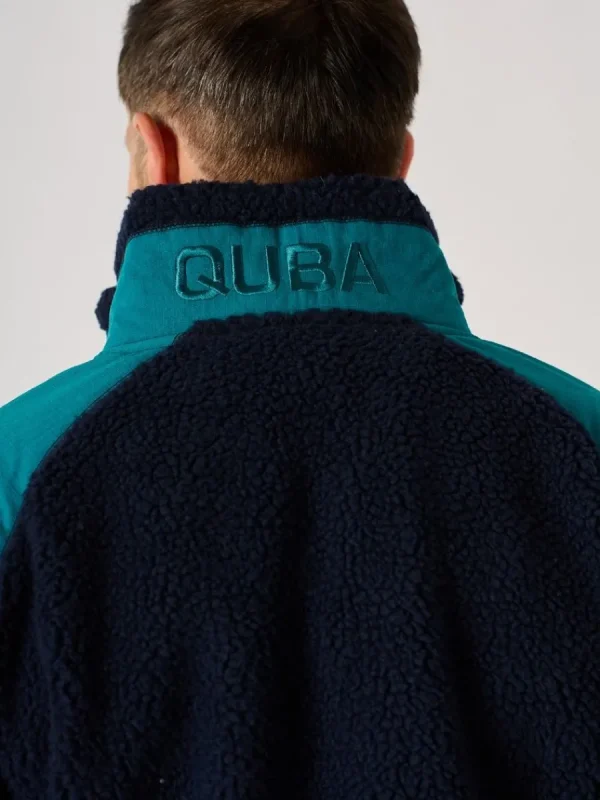 Quba & Co Navy And Teal X-Series Zip Borg Jacket- Biasca New