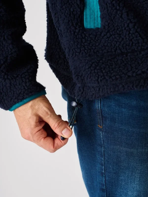 Quba & Co Navy And Teal X-Series Zip Borg Jacket- Biasca New