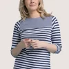 Quba & Co Navy And White 3/4 Sleeve Yarn Dyed T-Shirt - Marni New