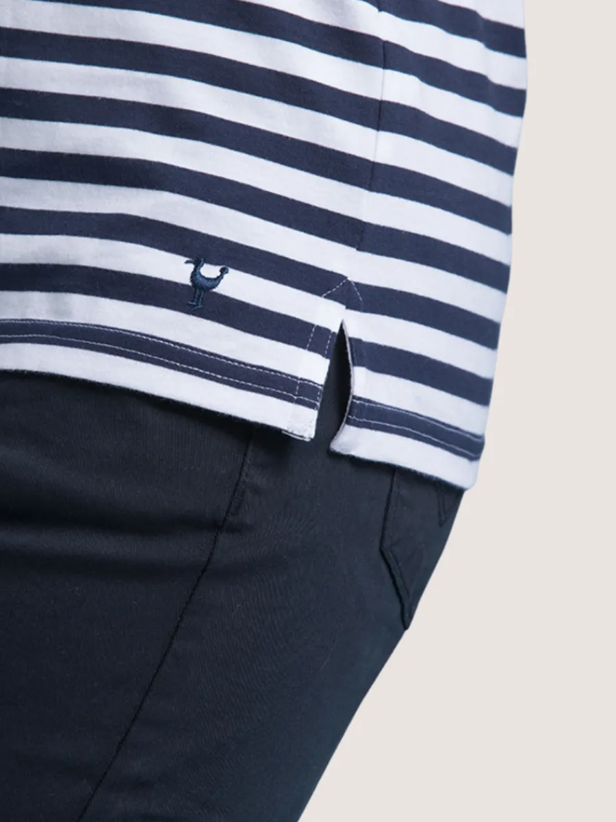 navy_and_white__sleeve_ya_2.webp Quba & Co Navy And White 3/4 Sleeve Yarn Dyed T-Shirt - Marni New