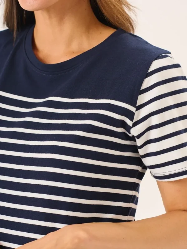 Quba & Co Navy And White Jersey Striped Dress - Catalina Outlet