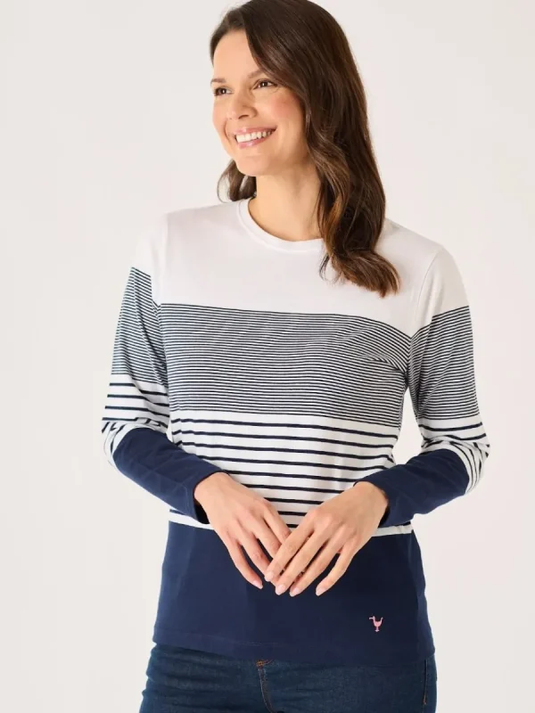 Quba & Co Navy And White Long Sleeved Striped T-Shirt - Lenora New