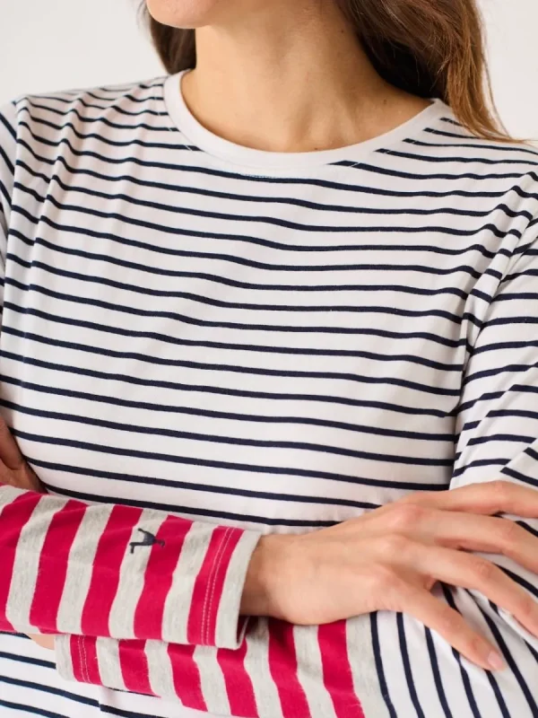 Quba & Co Navy And White Long Sleeved Striped T-Shirt - Helene Hot