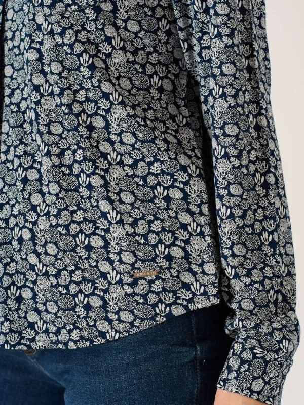 Quba & Co Navy And White Long Sleeve Nautical Print Shirt - Amina Fashion