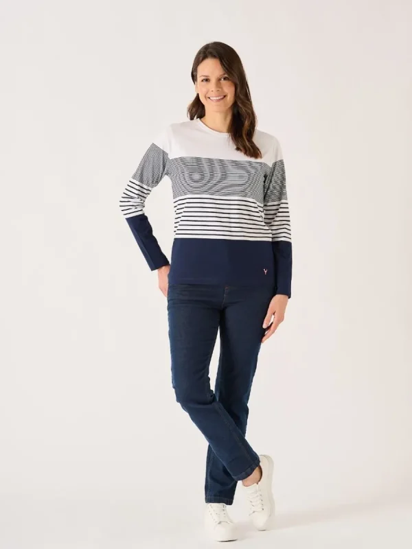 Quba & Co Navy And White Long Sleeved Striped T-Shirt - Lenora New