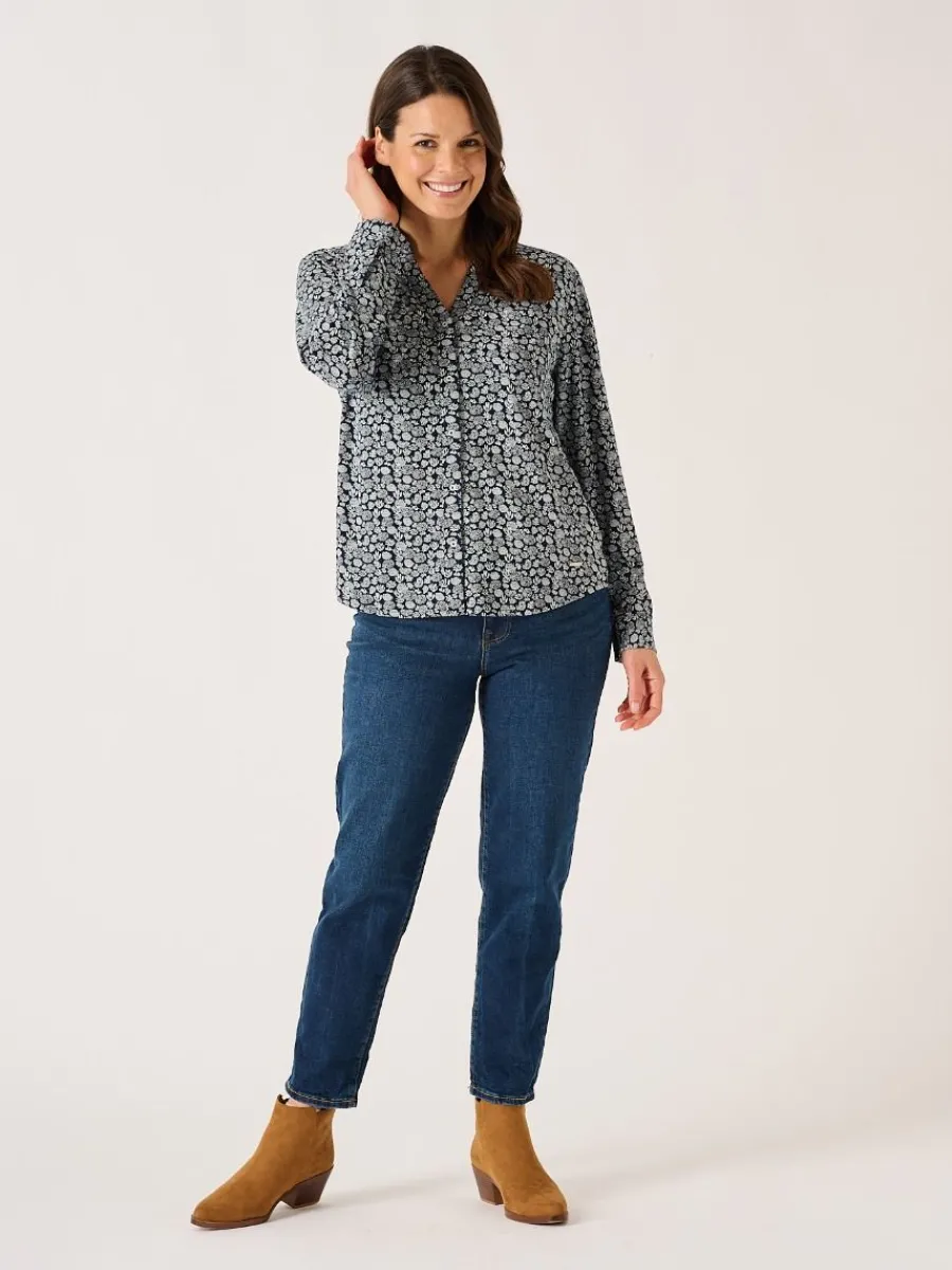 navy_and_white_long_sleev_4-2.webp Quba & Co Navy And White Long Sleeve Nautical Print Shirt - Amina Fashion