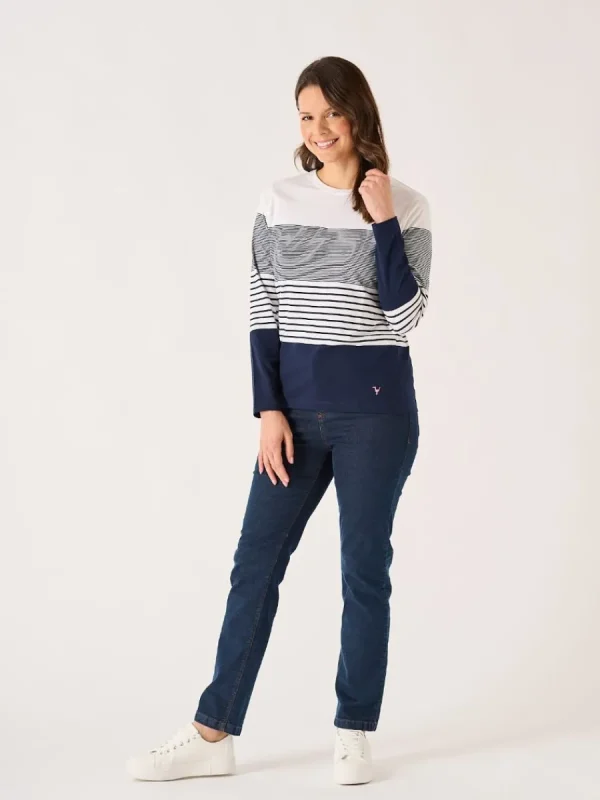 Quba & Co Navy And White Long Sleeved Striped T-Shirt - Lenora New