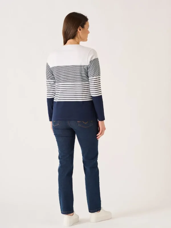 Quba & Co Navy And White Long Sleeved Striped T-Shirt - Lenora New