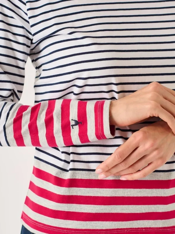 Quba & Co Navy And White Long Sleeved Striped T-Shirt - Helene Hot