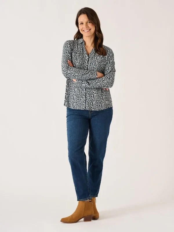 Quba & Co Navy And White Long Sleeve Nautical Print Shirt - Amina Fashion