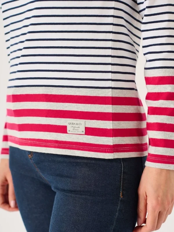 Quba & Co Navy And White Long Sleeved Striped T-Shirt - Helene Hot