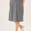 Quba & Co Navy And White Nautical Print Jersey Midi Skirt - Raye Online