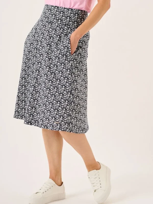 Quba & Co Navy And White Nautical Print Jersey Midi Skirt - Raye Online