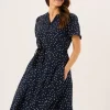 Quba & Co Navy And White Spot Fit And Flare Dress - Norah Outlet