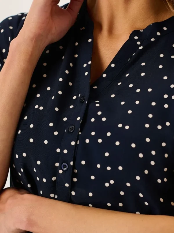 Quba & Co Navy And White Spot Fit And Flare Dress - Norah Outlet
