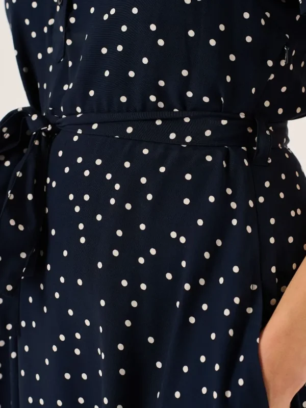 Quba & Co Navy And White Spot Fit And Flare Dress - Norah Outlet